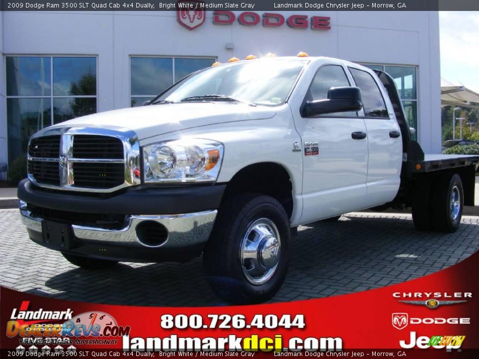 2009 Dodge Ram 3500 SLT Quad Cab 4x4 Dually Bright White / Medium Slate Gray Photo #1