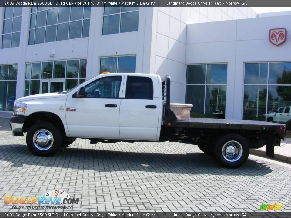 2009 Dodge Ram 3500 SLT Quad Cab 4x4 Dually Bright White / Medium Slate Gray Photo #2