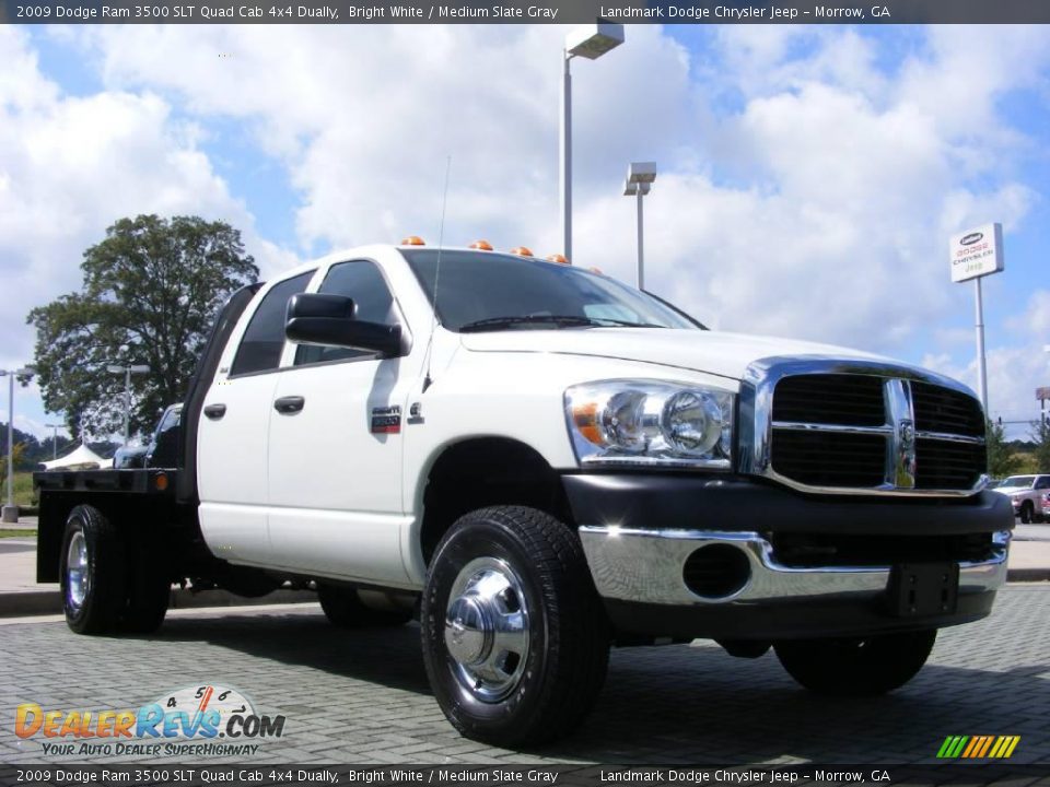 2009 Dodge Ram 3500 SLT Quad Cab 4x4 Dually Bright White / Medium Slate Gray Photo #7