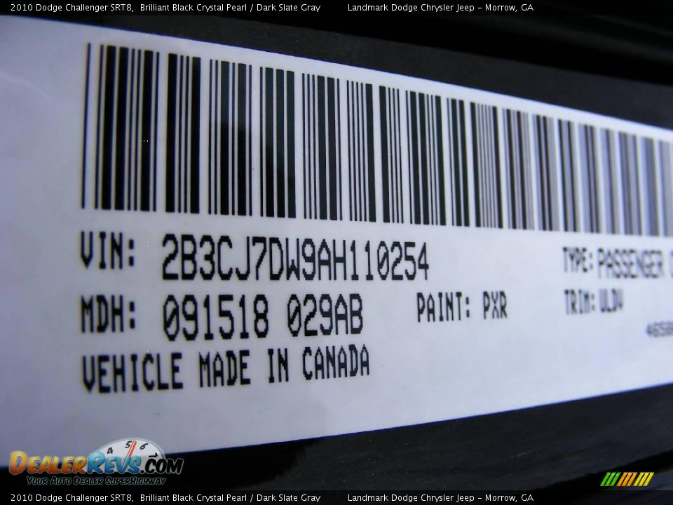 2010 Dodge Challenger SRT8 Brilliant Black Crystal Pearl / Dark Slate Gray Photo #13