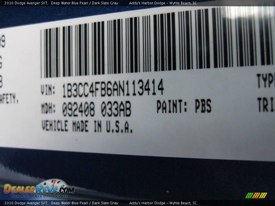 2010 Dodge Avenger SXT Deep Water Blue Pearl / Dark Slate Gray Photo #25