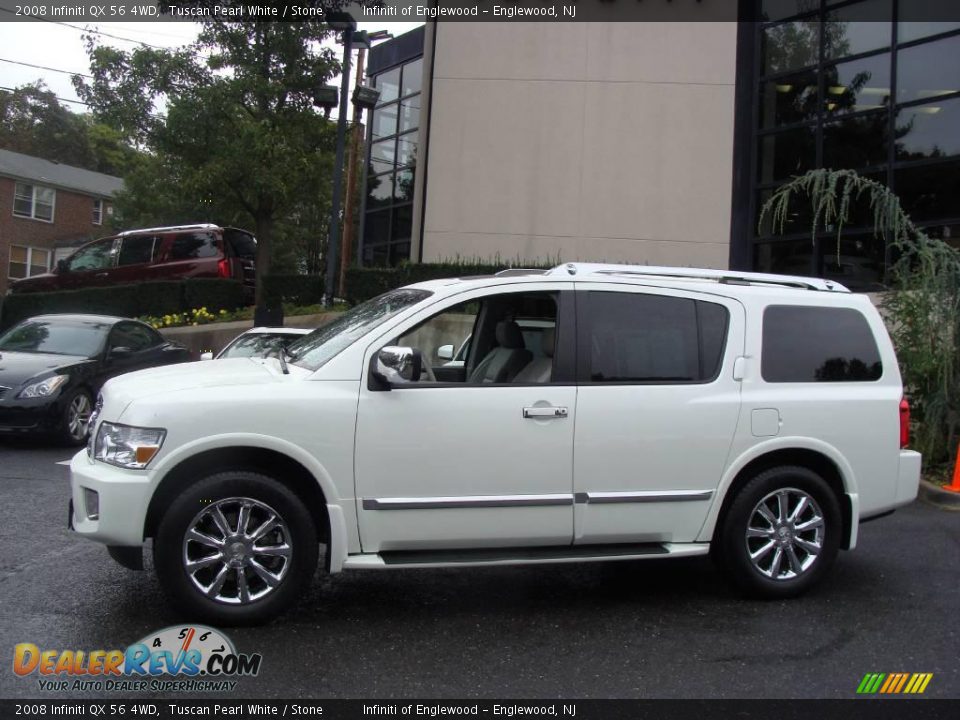 2008 Infiniti QX 56 4WD Tuscan Pearl White / Stone Photo #3