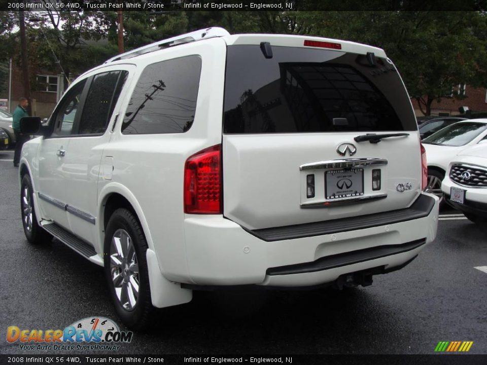 2008 Infiniti QX 56 4WD Tuscan Pearl White / Stone Photo #4