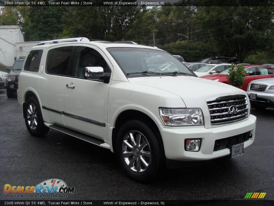 2008 Infiniti QX 56 4WD Tuscan Pearl White / Stone Photo #7
