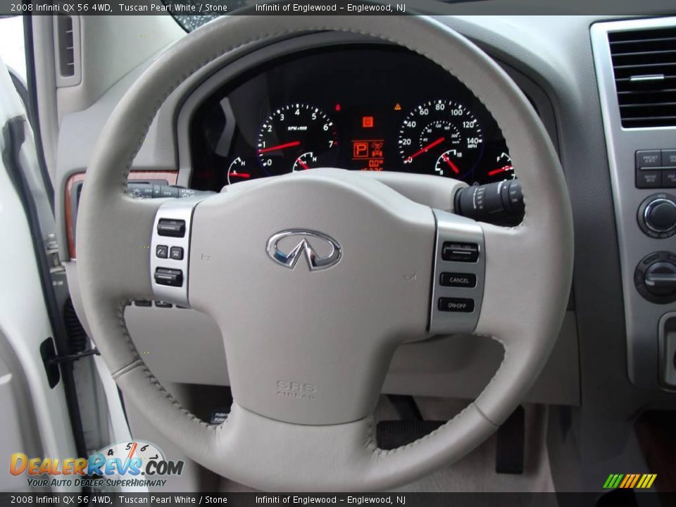 2008 Infiniti QX 56 4WD Tuscan Pearl White / Stone Photo #21