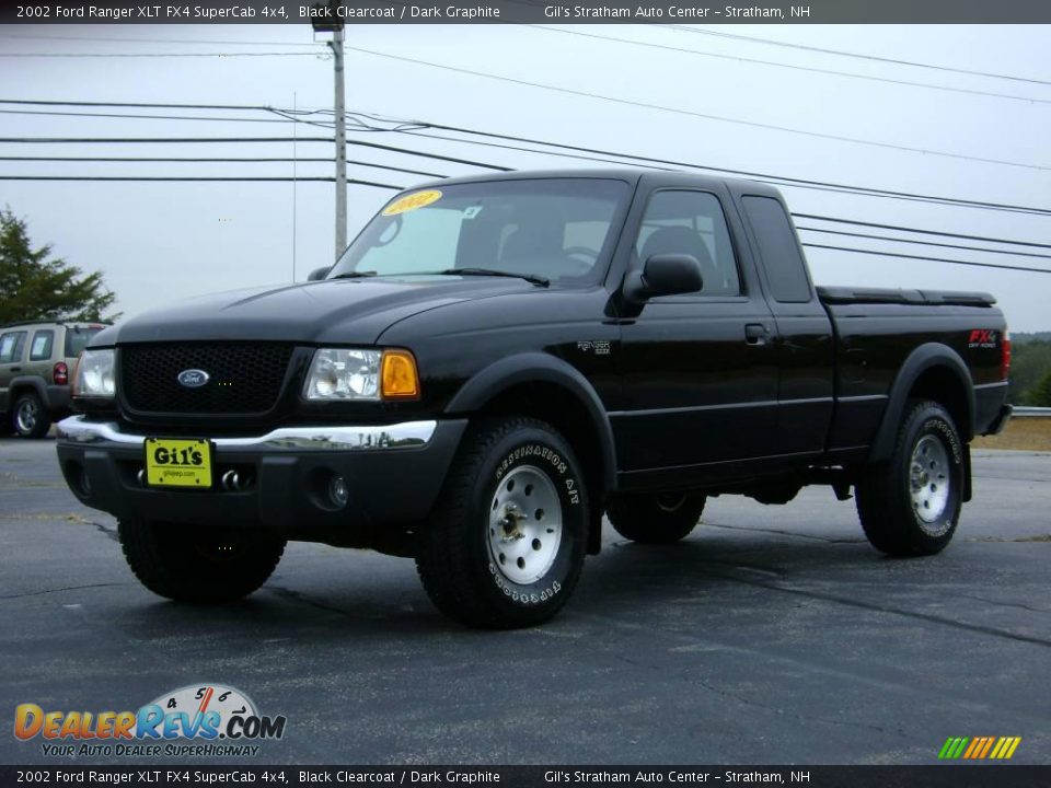 2002 Ford Ranger XLT FX4 SuperCab 4x4 Black Clearcoat / Dark Graphite Photo #3