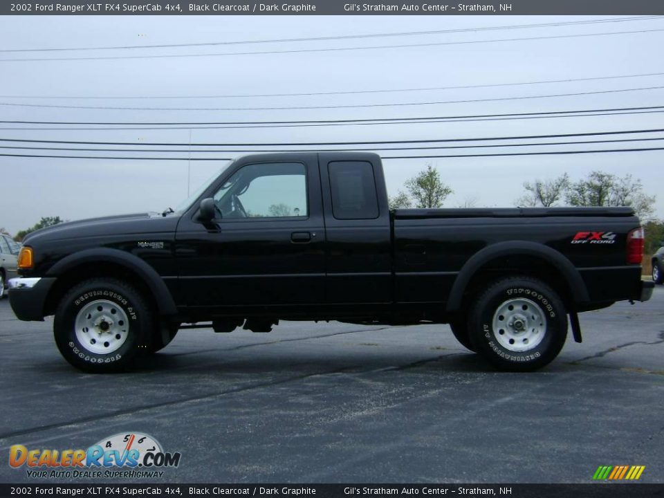 2002 Ford Ranger XLT FX4 SuperCab 4x4 Black Clearcoat / Dark Graphite Photo #4