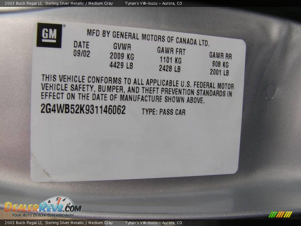2003 Buick Regal LS Sterling Silver Metallic / Medium Gray Photo #21