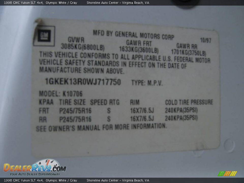 1998 GMC Yukon SLT 4x4 Olympic White / Gray Photo #21