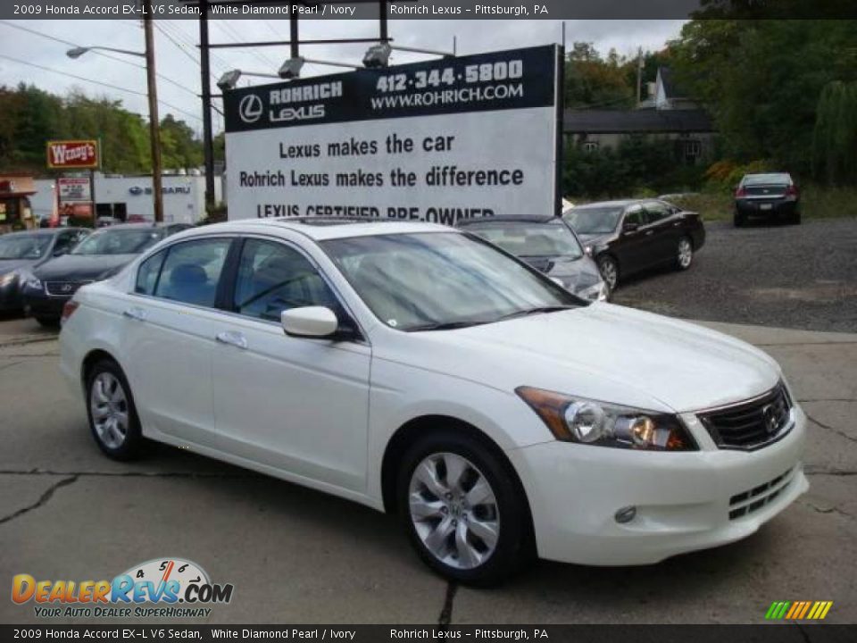2009 Honda Accord EX-L V6 Sedan White Diamond Pearl / Ivory Photo #1