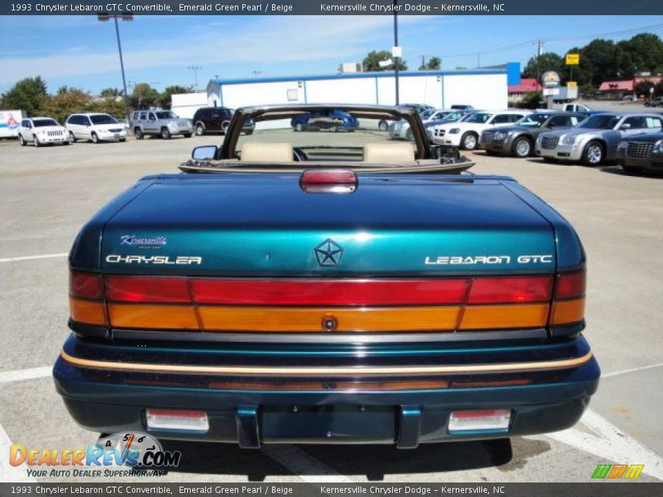 1993 Chrysler Lebaron GTC Convertible Emerald Green Pearl / Beige Photo #4