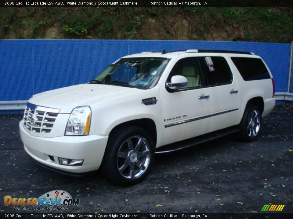 2008 Cadillac Escalade ESV AWD White Diamond / Cocoa/Light Cashmere Photo #1