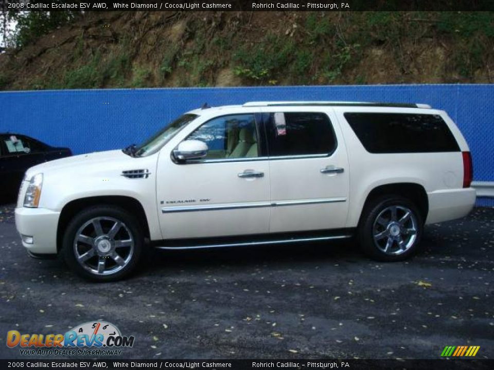 2008 Cadillac Escalade ESV AWD White Diamond / Cocoa/Light Cashmere Photo #2