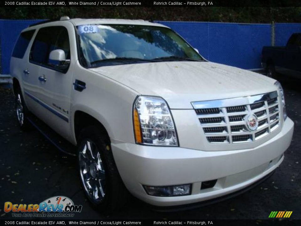 2008 Cadillac Escalade ESV AWD White Diamond / Cocoa/Light Cashmere Photo #6