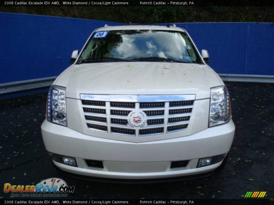 2008 Cadillac Escalade ESV AWD White Diamond / Cocoa/Light Cashmere Photo #7