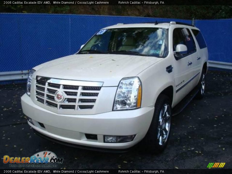 2008 Cadillac Escalade ESV AWD White Diamond / Cocoa/Light Cashmere Photo #8