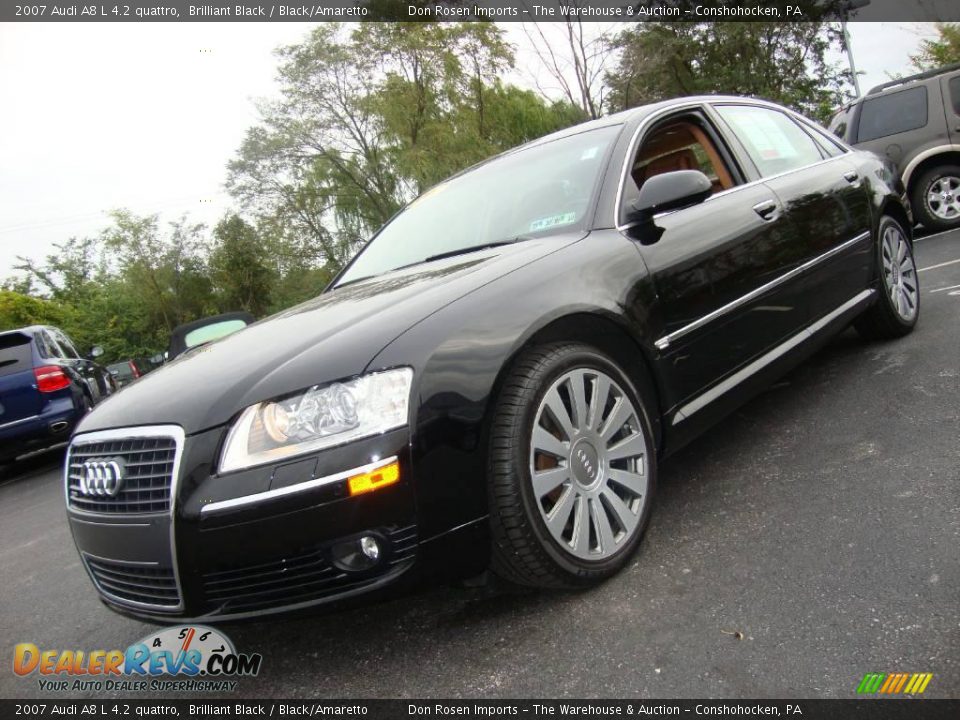2007 Audi A8 L 4.2 quattro Brilliant Black / Black/Amaretto Photo #2