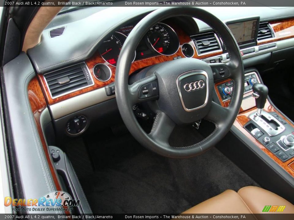 2007 Audi A8 L 4.2 quattro Brilliant Black / Black/Amaretto Photo #11