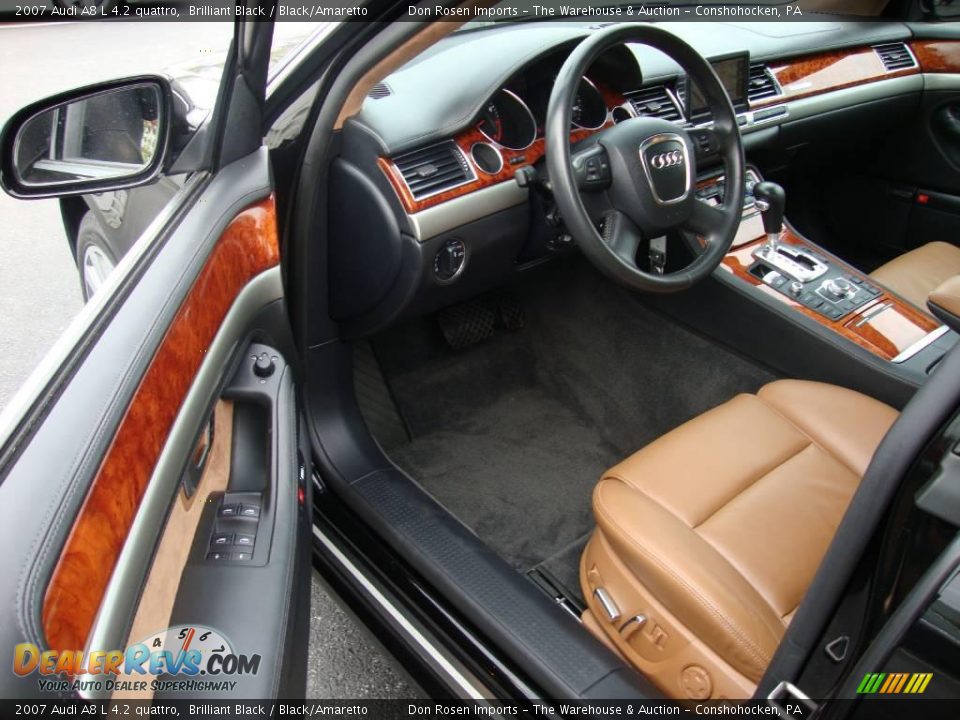 2007 Audi A8 L 4.2 quattro Brilliant Black / Black/Amaretto Photo #12