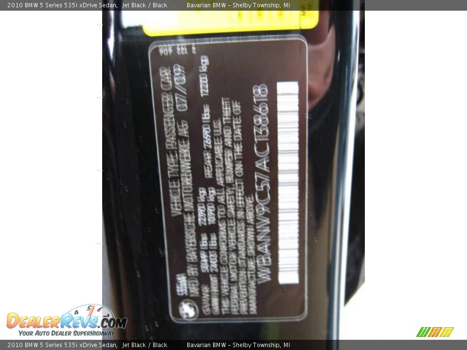 2010 BMW 5 Series 535i xDrive Sedan Jet Black / Black Photo #14