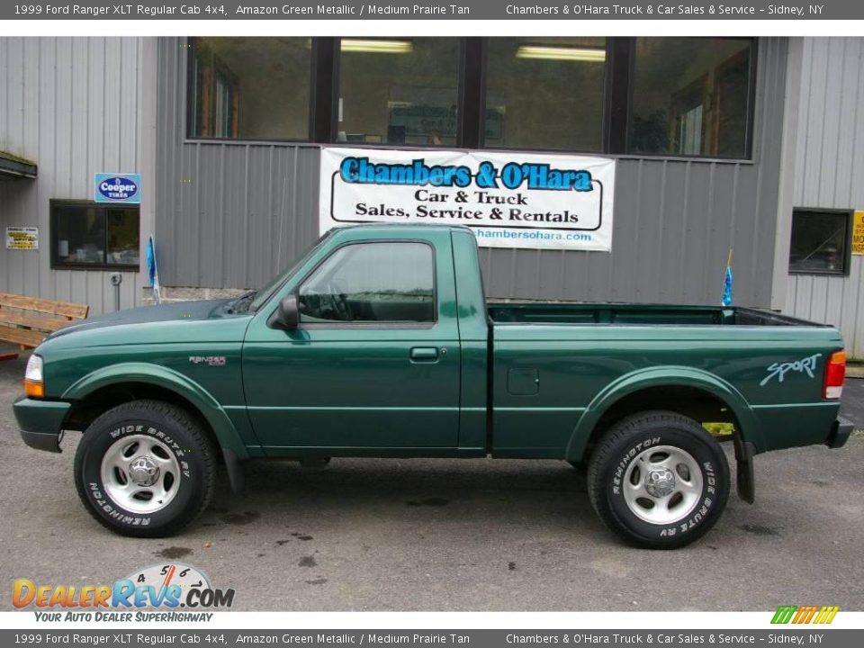 1999 Ford Ranger XLT Regular Cab 4x4 Amazon Green Metallic / Medium Prairie Tan Photo #2