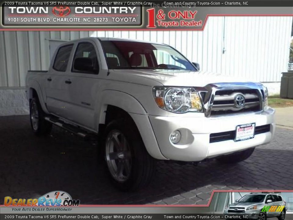 2009 Toyota Tacoma V6 SR5 PreRunner Double Cab Super White / Graphite Gray Photo #1