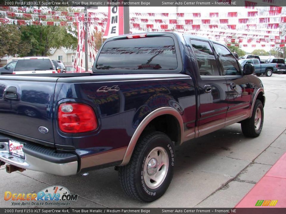 2003 Ford F150 XLT SuperCrew 4x4 True Blue Metallic / Medium Parchment Beige Photo #7