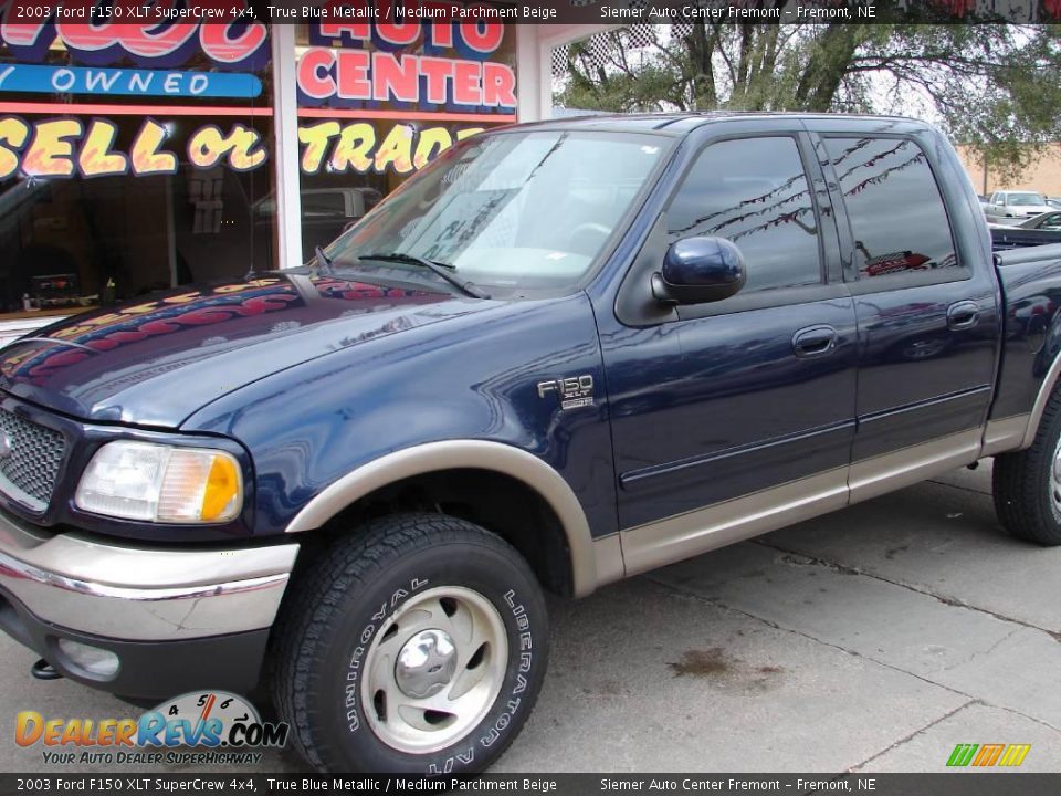 2003 Ford F150 XLT SuperCrew 4x4 True Blue Metallic / Medium Parchment Beige Photo #9