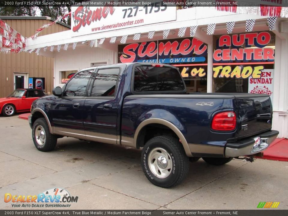 2003 Ford F150 XLT SuperCrew 4x4 True Blue Metallic / Medium Parchment Beige Photo #10