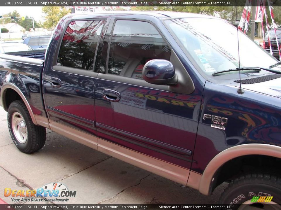 2003 Ford F150 XLT SuperCrew 4x4 True Blue Metallic / Medium Parchment Beige Photo #16