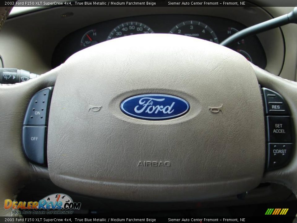 2003 Ford F150 XLT SuperCrew 4x4 True Blue Metallic / Medium Parchment Beige Photo #19