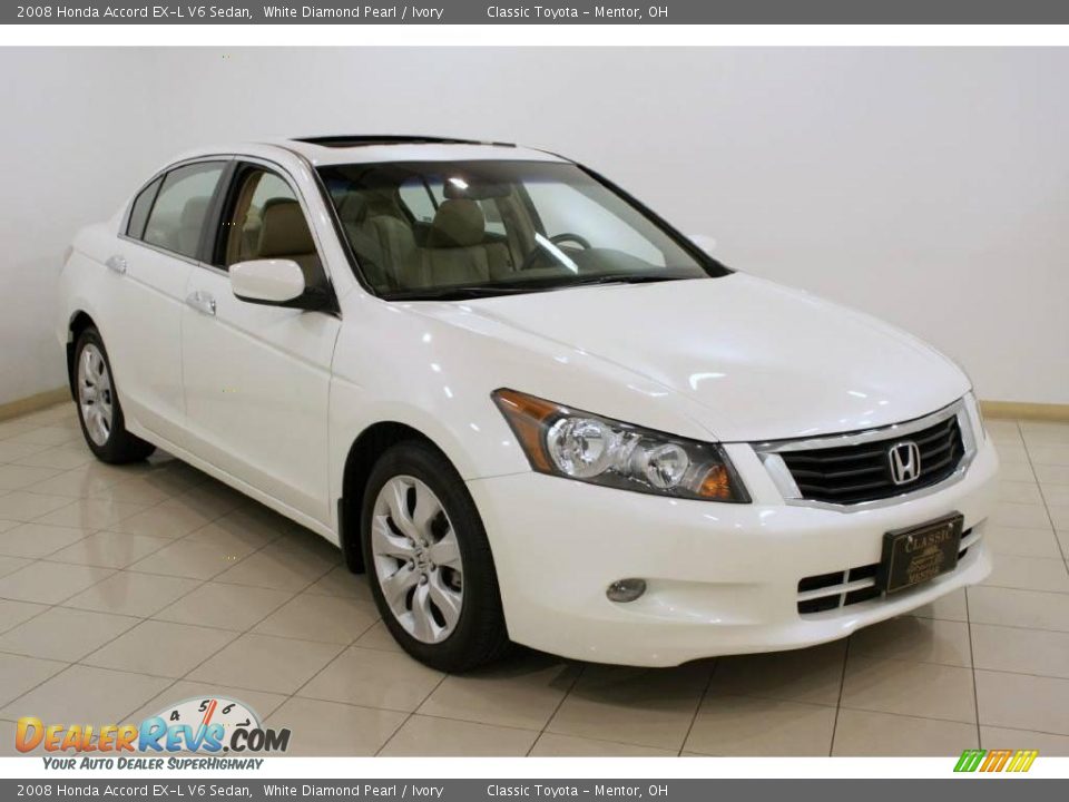 2008 Honda Accord EX-L V6 Sedan White Diamond Pearl / Ivory Photo #1