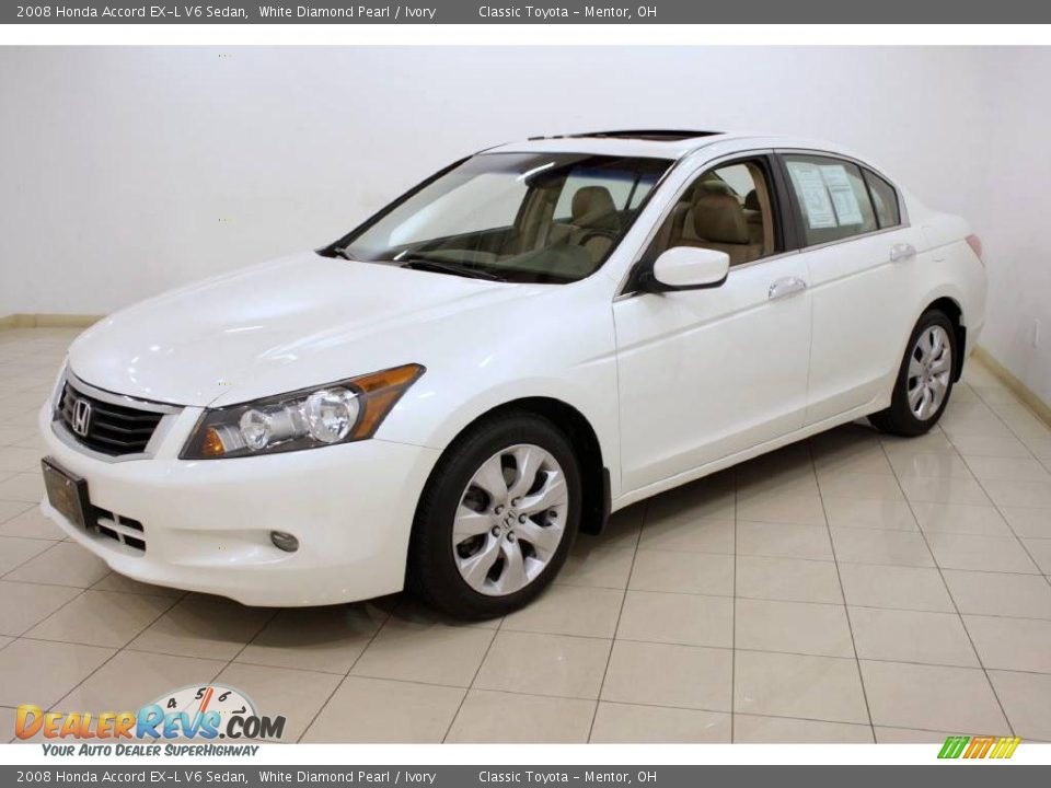 2008 Honda Accord EX-L V6 Sedan White Diamond Pearl / Ivory Photo #3