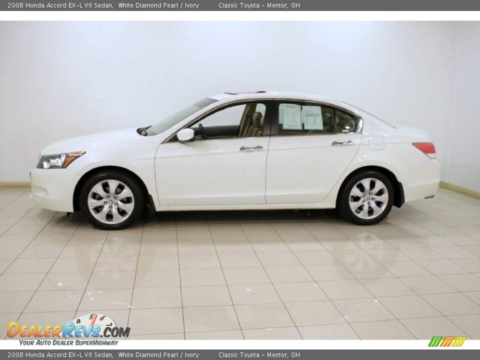 2008 Honda Accord EX-L V6 Sedan White Diamond Pearl / Ivory Photo #4
