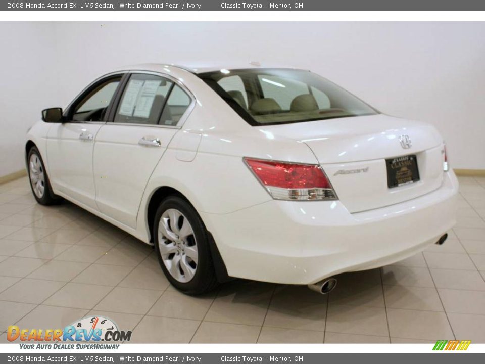 2008 Honda Accord EX-L V6 Sedan White Diamond Pearl / Ivory Photo #5