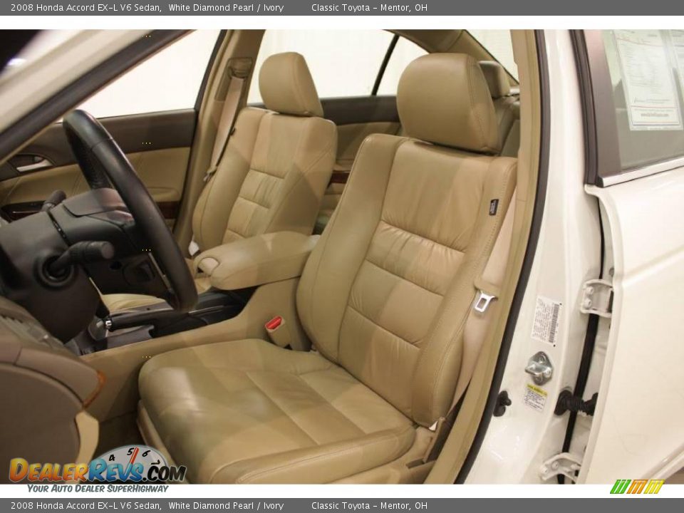 2008 Honda Accord EX-L V6 Sedan White Diamond Pearl / Ivory Photo #10