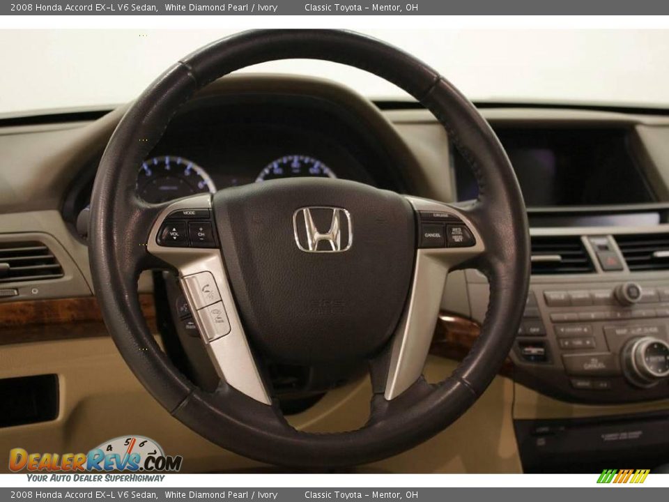2008 Honda Accord EX-L V6 Sedan White Diamond Pearl / Ivory Photo #11