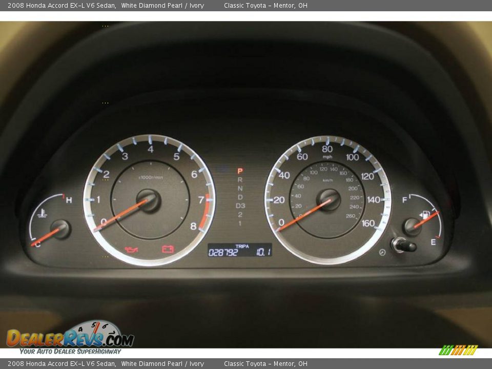 2008 Honda Accord EX-L V6 Sedan White Diamond Pearl / Ivory Photo #12