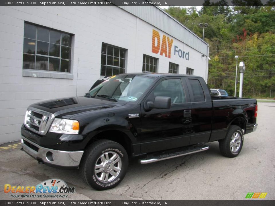 2007 Ford F150 XLT SuperCab 4x4 Black / Medium/Dark Flint Photo #1