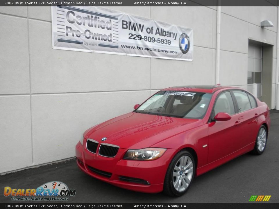 2007 BMW 3 Series 328i Sedan Crimson Red / Beige Dakota Leather Photo #2