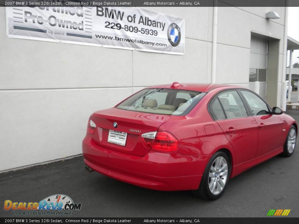 2007 BMW 3 Series 328i Sedan Crimson Red / Beige Dakota Leather Photo #21