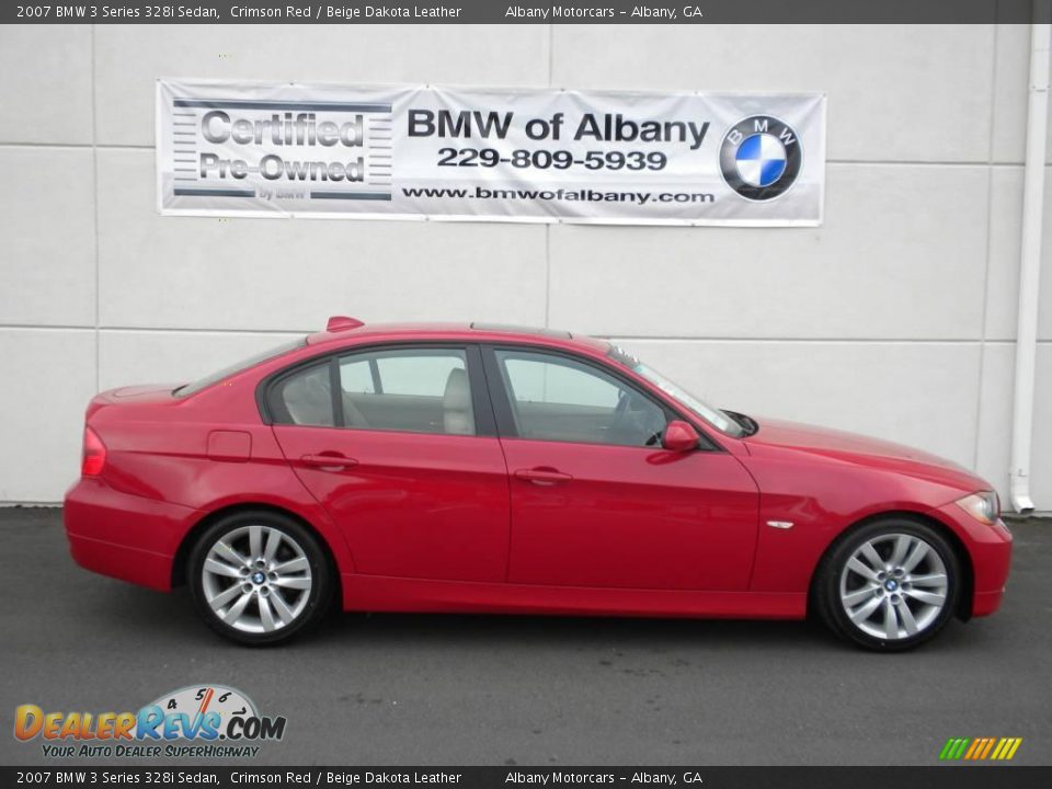 2007 BMW 3 Series 328i Sedan Crimson Red / Beige Dakota Leather Photo #22