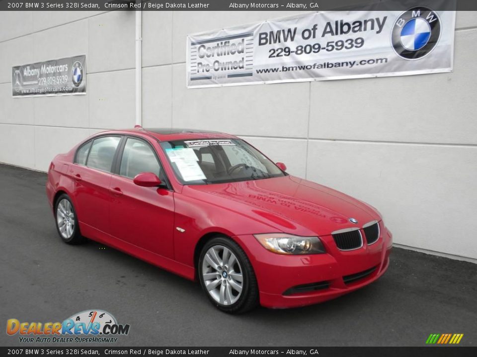 2007 BMW 3 Series 328i Sedan Crimson Red / Beige Dakota Leather Photo #23