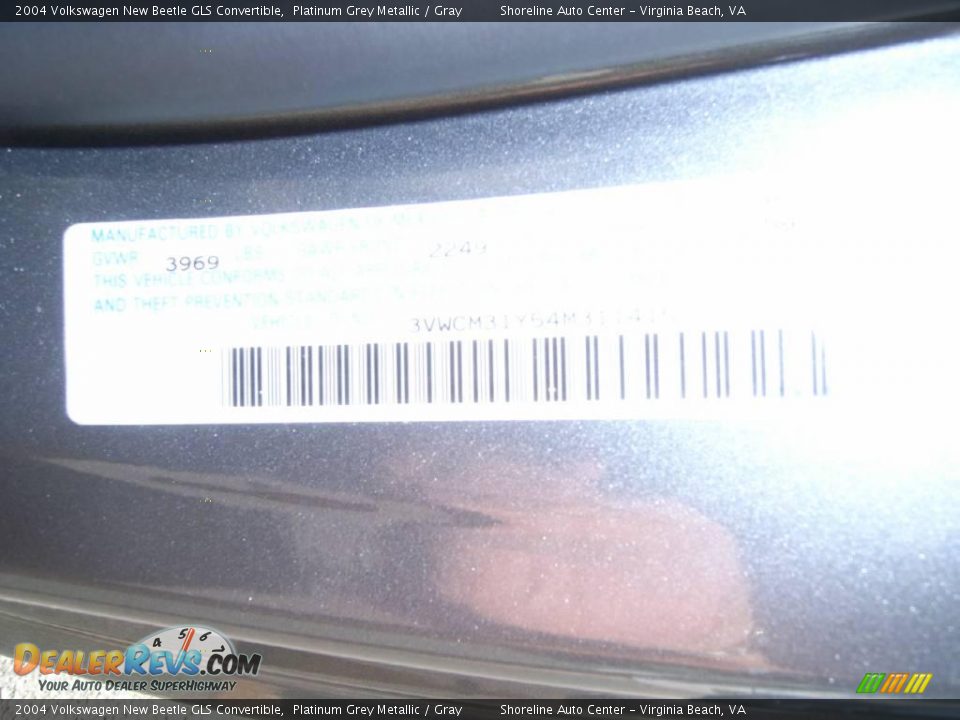 2004 Volkswagen New Beetle GLS Convertible Platinum Grey Metallic / Gray Photo #20