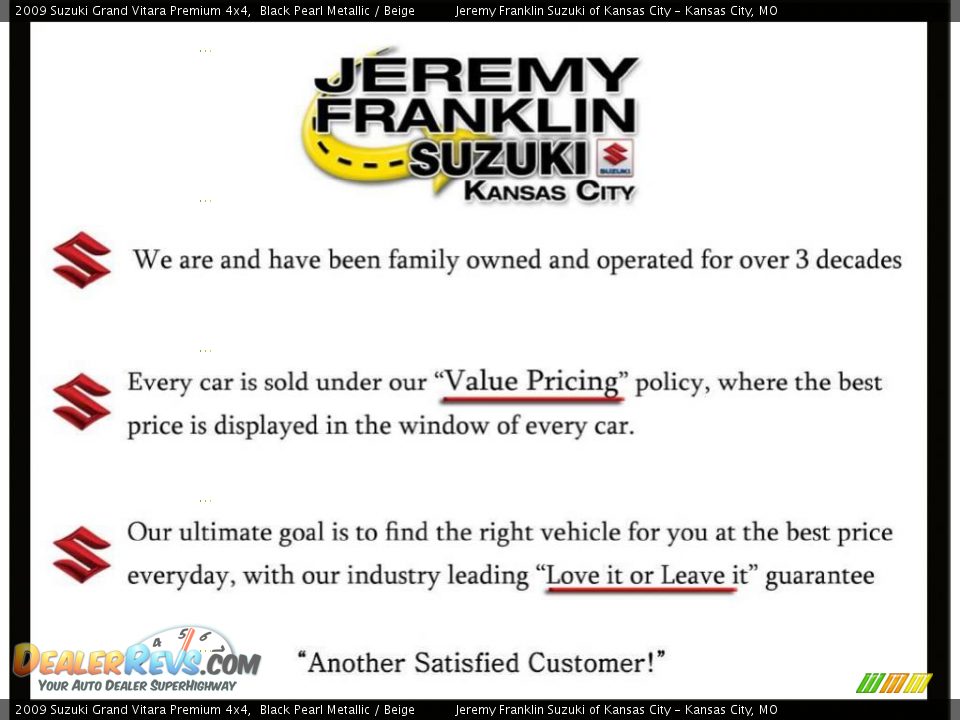 2009 Suzuki Grand Vitara Premium 4x4 Black Pearl Metallic / Beige Photo #23