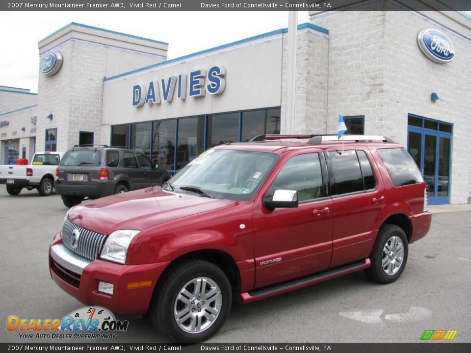 2007 Mercury Mountaineer Premier AWD Vivid Red / Camel Photo #1