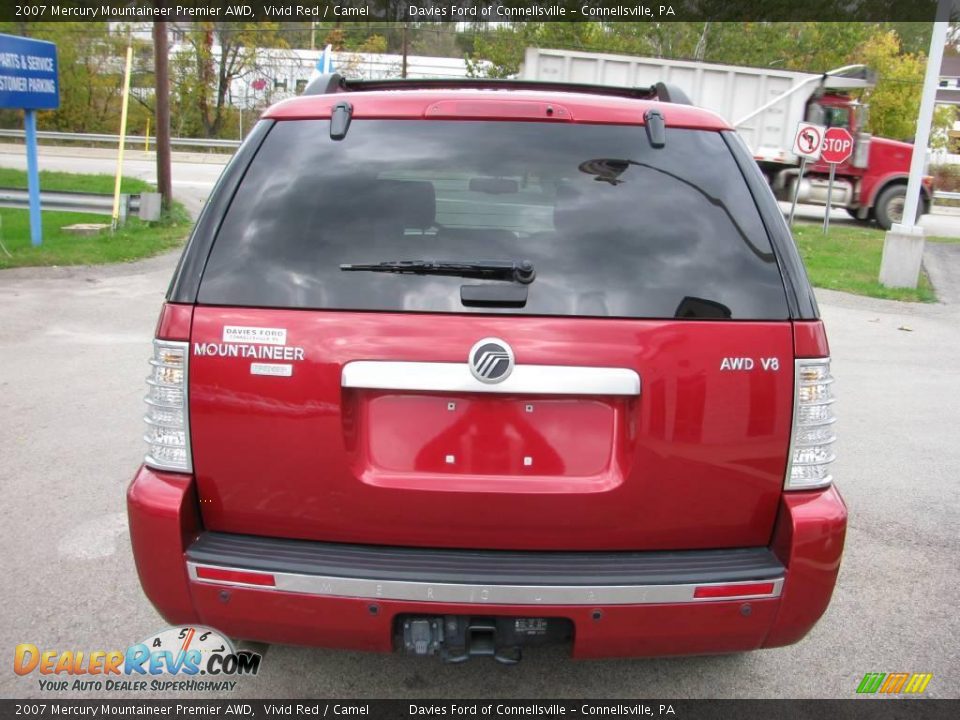 2007 Mercury Mountaineer Premier AWD Vivid Red / Camel Photo #6