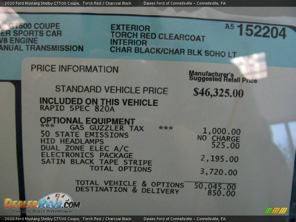 2010 Ford Mustang Shelby GT500 Coupe Torch Red / Charcoal Black Photo #12