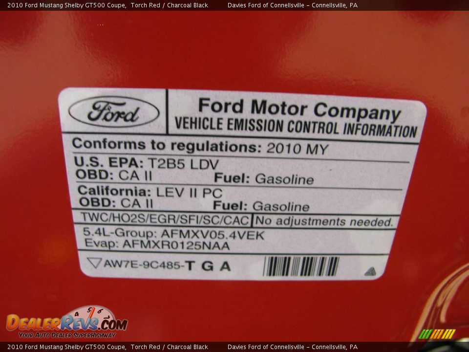 2010 Ford Mustang Shelby GT500 Coupe Torch Red / Charcoal Black Photo #32