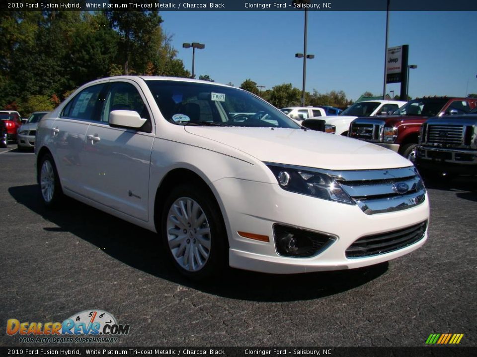 2010 Ford Fusion Hybrid White Platinum Tri-coat Metallic / Charcoal Black Photo #1